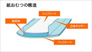 紙おむつの構造イラスト